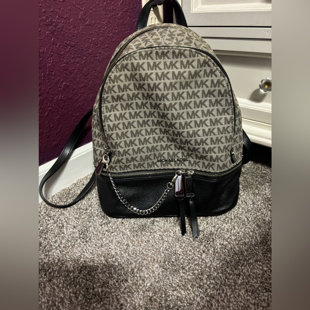 Michael Kors black and grey backpack purse